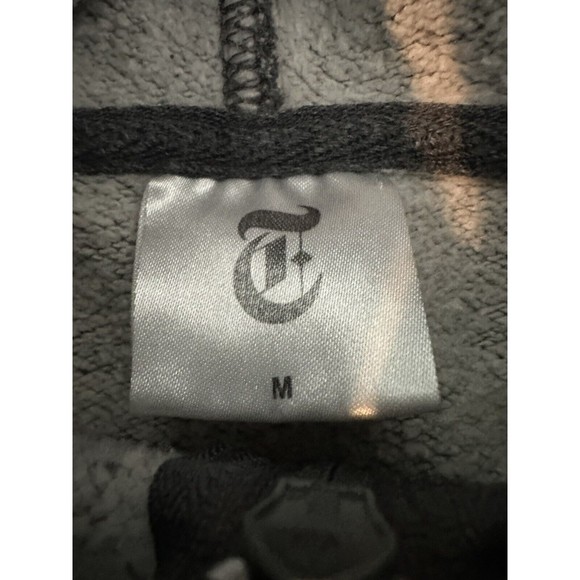 New York Times Mens Medium Grey Full Zip Up Hoodie Hooded Sweatshirt - Picture 3 of 7